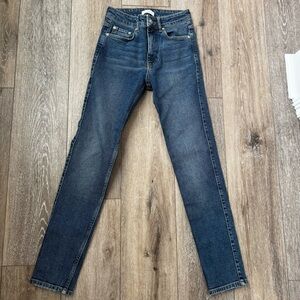 Anine Bing High Rise Slim Straight Jeans Sz 24 Blue Wash Gavin Style Minimalist